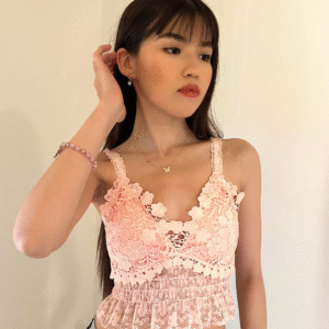 Crop-Top  mit Rüschen-Pink