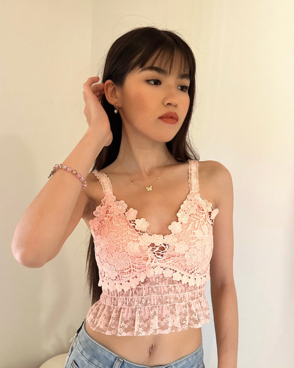 Crop-Top  mit Rüschen-Pink