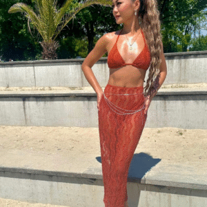 3-teiliges Brazilian- Bikini-Set - Ziegelrot