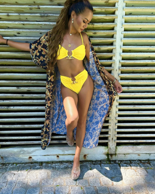 3-teiliges Brazilian- Bikini-Set mit Kimono