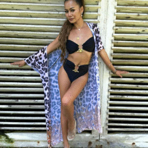 3-teiliges Brazilian- Bikini-Set mit Kimono - Schwarz