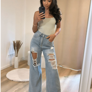 Stretchige Push-Up- Hose mit Wide-Leg