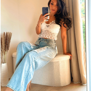 Crop-Top  mit Rüschen-Weiß