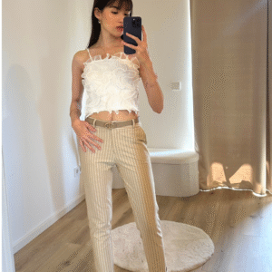 Elegante Hose mit Streifenmuster-Beige