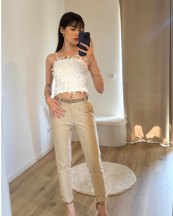 Elegante Hose mit Streifenmuster-Beige